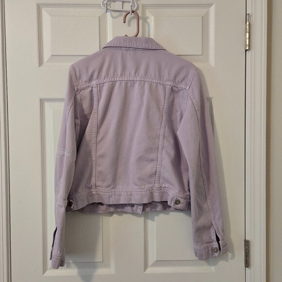 Free People 'Rumors' Lavender Denim Jacket Size L - Picture 2 of 5